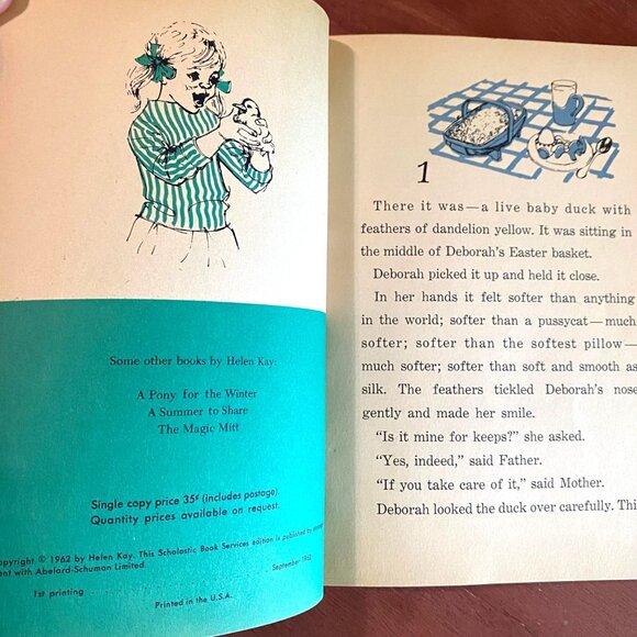 A Duck for Keeps Paperback Helen Kay Juliette Palmer First Printing Pets 1960s - Picture 5 of 6